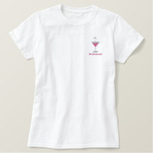 Roze Martini Gepersonaliseerd Geborduurd Shirt