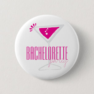 Roze Martini Glass Bachelorette Party Button