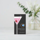 Roze Martini Glass Olive Professional Bartender Visitekaartje (Staand voorkant)