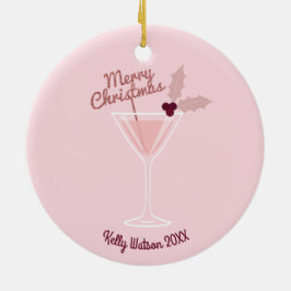 Roze Martini Kerstmis Keramisch Ornament