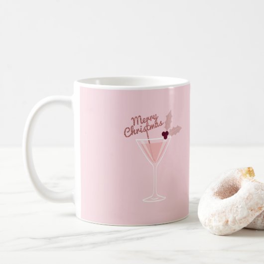 Roze Martini Kerstmis Koffiemok (Met donut)