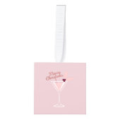Roze Martini Kerstmis Ornament (Voorkant)