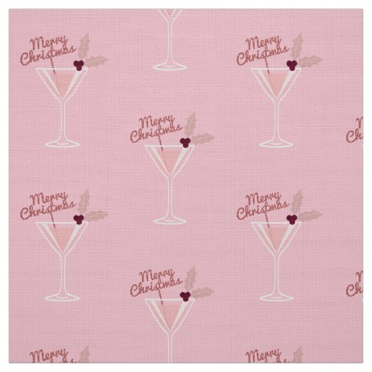 Roze Martini Kerstmis Stof (Swatch)