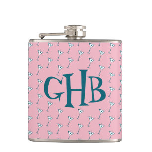 Roze Martini Monogram Heupfles