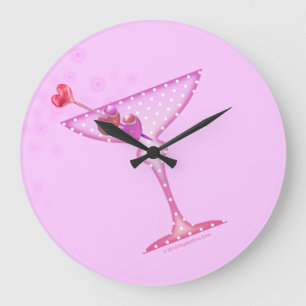 ROZE MARTINI WANDKLok Grote Klok