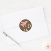 Roze Martinis Ronde Sticker (Envelop)