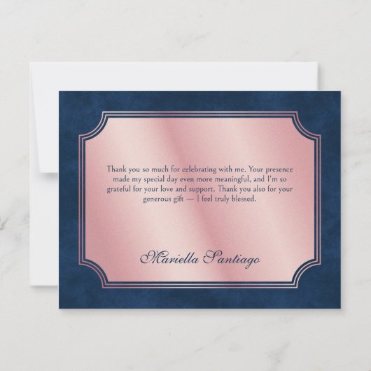 Roze Maskerade Masker Elegante Quinceanera Bedankkaart (Achterkant)