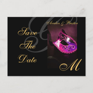 Roze Maskerade Masker Save the Date Briefkaart