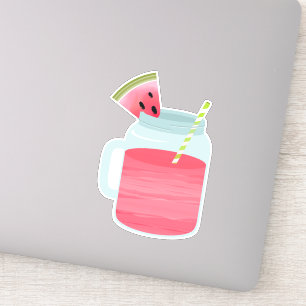 Roze Mason Jar Watermeloen Lemonade Drink Sticker