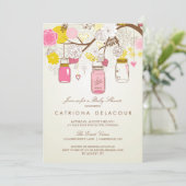 Roze Mason Jars Baby shower Uitnodiging (Staand voorkant)