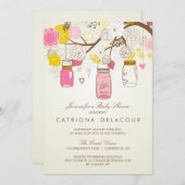 Roze Mason Jars Baby shower Uitnodiging (Voorkant / Achterkant)