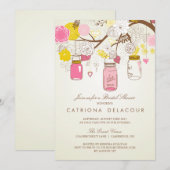  roze Mason Jars Bridal Shower Kaart (Voorkant / Achterkant)
