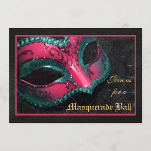 Roze Masquerade Ball Halloween uitnodiging