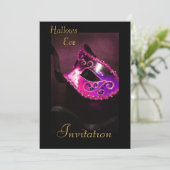 Roze Masquerade Halloween Holiday Uitnodiging (Staand voorkant)