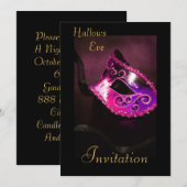 Roze Masquerade Halloween Holiday Uitnodiging (Voorkant / Achterkant)