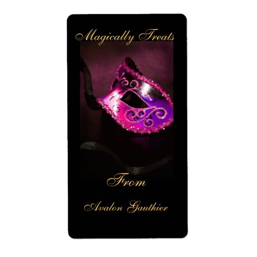 Roze Masquerade Masker Halloween Baking Label (Voorkant)