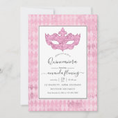  roze Masquerade Quinceañera Kaart (Voorkant)
