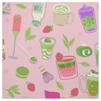 roze matcha theestrawberry smoothie stof