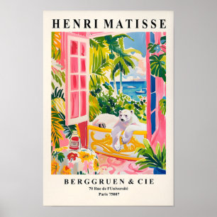 Roze Matisse Print, IJsbeer In Badkuip Kunst Prent Poster