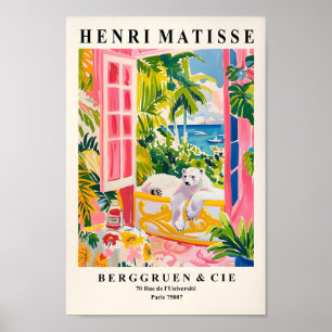Roze Matisse Print, Polar Beer in Badkuip Art Prin Poster