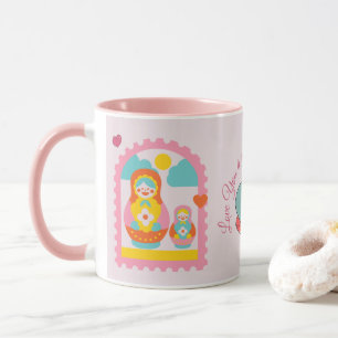 Roze Matroesjka Cute Russische Nestpop Mok