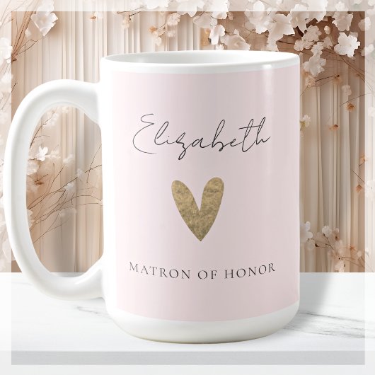 Roze Matron van Eer Goud Hart Modern Script Koffiemok