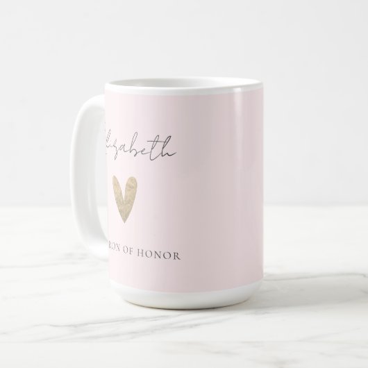 Roze Matron van Eer Goud Hart Modern Script Koffiemok (Voorkant links)