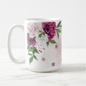 roze mauve bloemen groen koffiemok (Links)