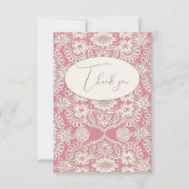 Roze Mauve Vintage Kant Vlak Bedankkaart (Voorkant)