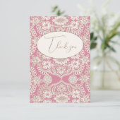 Roze Mauve Vintage Kant Vlak Bedankkaart (Staand voorkant)