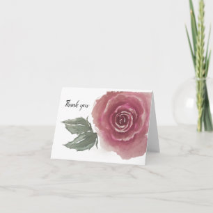 Roze mauve waterverf roos groene bladeren- blank kaart