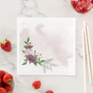 roze mauve witte bloemen botanisch servet