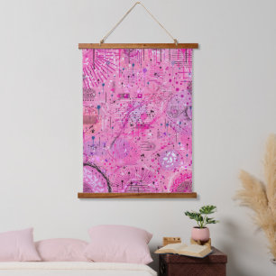Roze Maximalistische Abstract: Frambozen Sundae Hangend Wandkleed