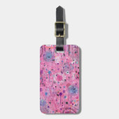 Roze maximalistische abstracte kunst bagagelabel (Voorkant verticaal)