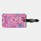 Roze maximalistische abstracte kunst bagagelabel (Achterkant horizontaal)