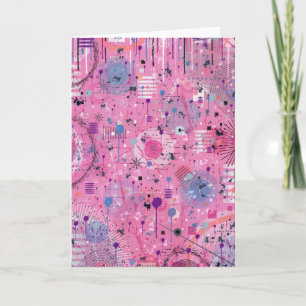 Roze Maximalistische Abstracte Kunst Kaart