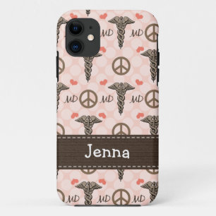 Roze MD Dokter Caduceus iPhone 11 Hoesje