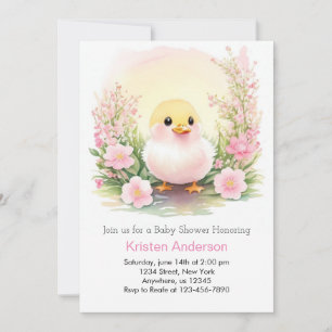 Roze Meadow Whimsy Duckling Meisje Baby shower Kaart