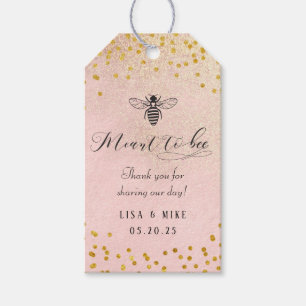Roze 'Meant to Bee' Trouwfavoriet met Honing Cadeaulabel