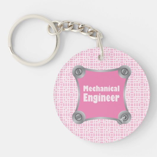 Roze Mechanische Ingenieur Sleutelhanger (Voorkant)