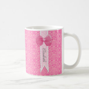  roze medaillon-dameskutje met naam koffiemok