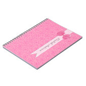  roze medaillon-dameskutje met naam notitieboek (Linkerzijde)