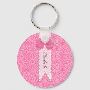roze medaillon-dameskutje met naam sleutelhanger