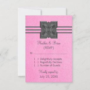 Roze medaillon-Kaart voor grensrespons RSVP Kaartje