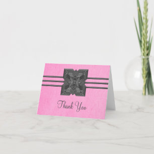 Roze Medallion Border Hartelijk dank Bedankkaart