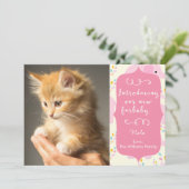 Roze mededeling van de New Furbaby Aankondiging (Staand voorkant)