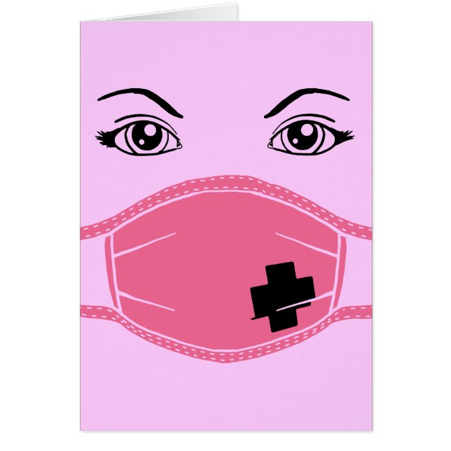 Roze medisch masker Grafisch (Voorkant)