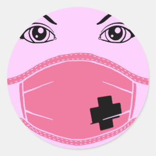 Roze medisch masker Grafisch Ronde Sticker