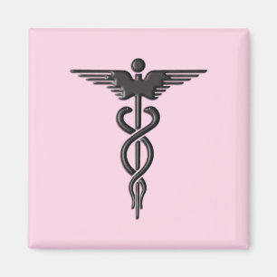 Roze Medische Caduceus Magneet