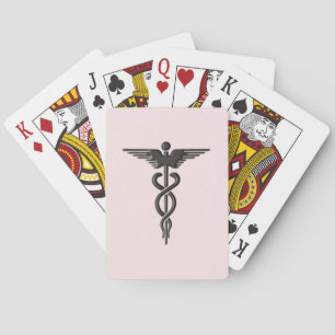 Roze Medische Caduceus Pokerkaarten
